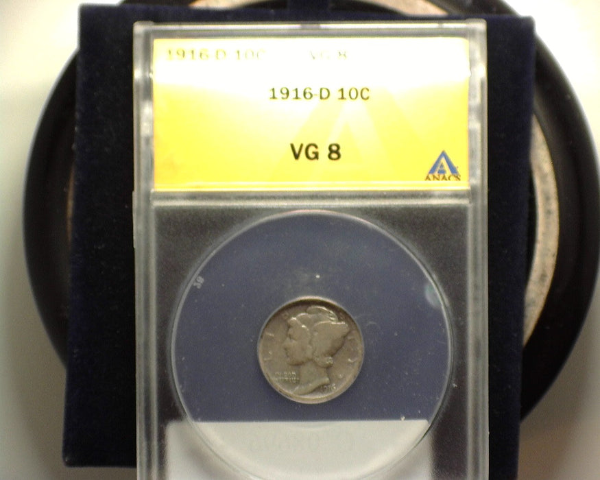 1916 D Mercury Dime VG8 - US Coin