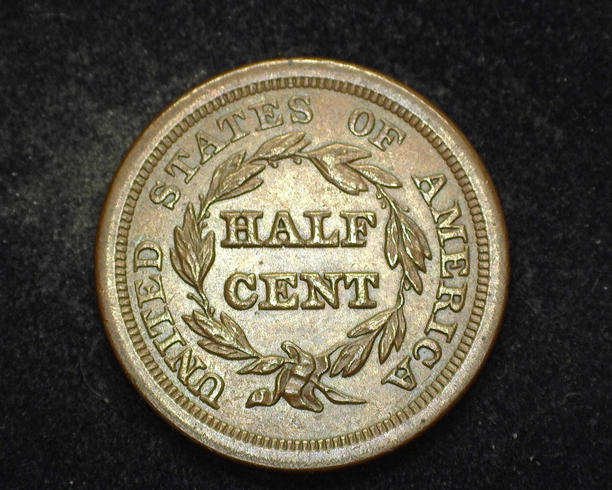 1851 Braided Hair Half Cent AU - US Coin