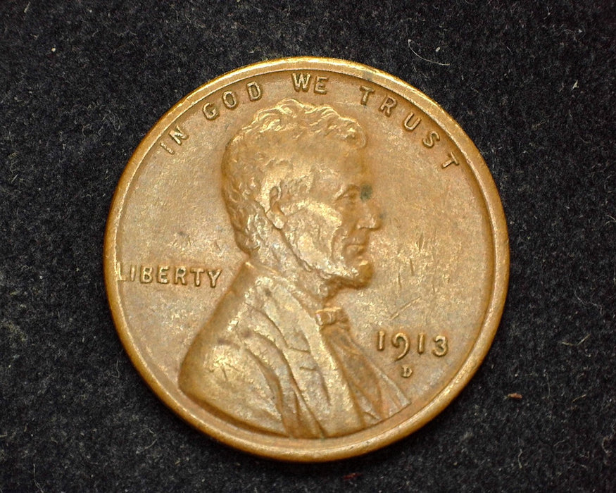 1913 D Lincoln Wheat Cent VF/XF - US Coin