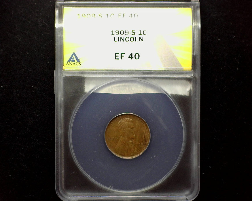 1909 S Lincoln Wheat Cent ANACS EF 40 - US Coin