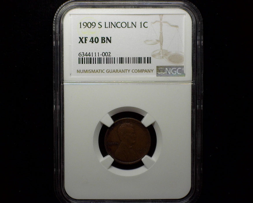 1909 S Lincoln Wheat Cent XF NGC 40 BN - US Coin