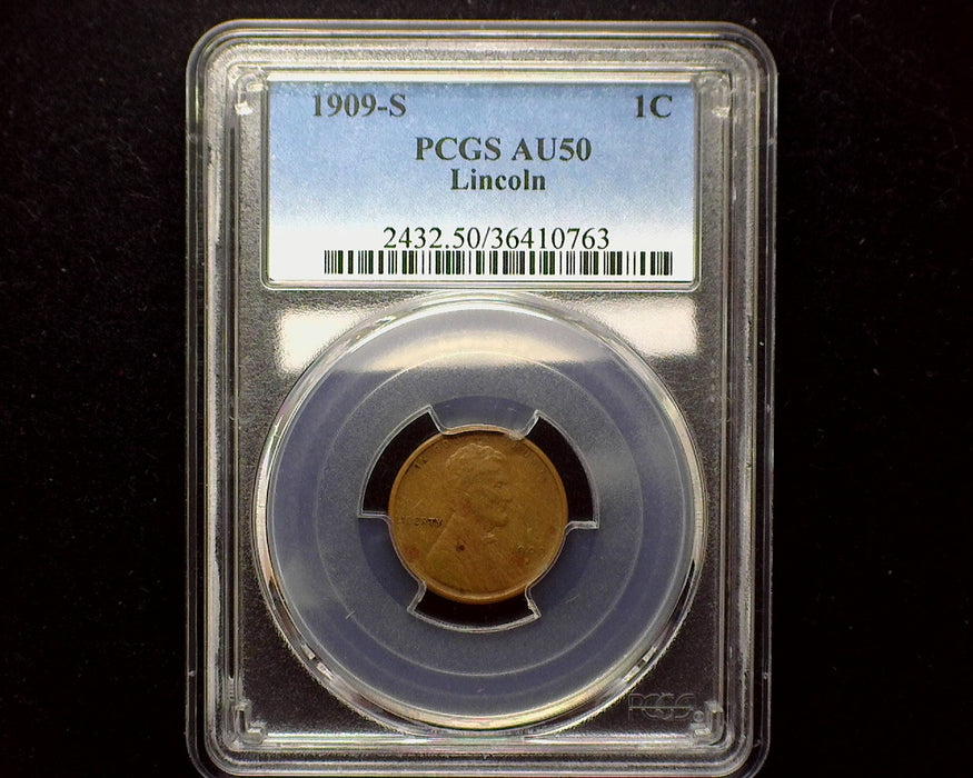 1909 S Lincoln Wheat Cent PCGS AU 50 - US Coin