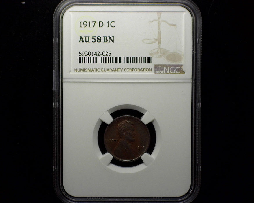 1917 D Lincoln Wheat Cent NGC AU 58 BN - US Coin