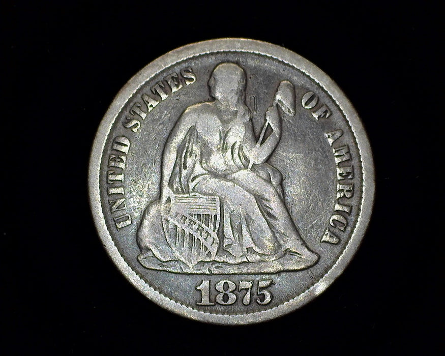 1875 CC Liberty Seated Dime F - US Coin