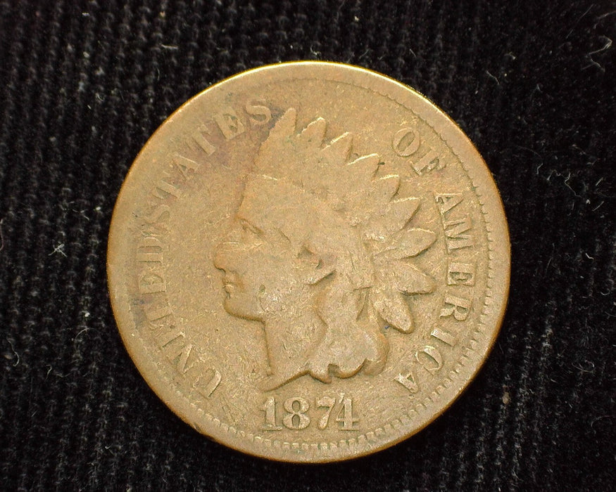 1874 Indian Head Penny/Cent G Cut - US Coin