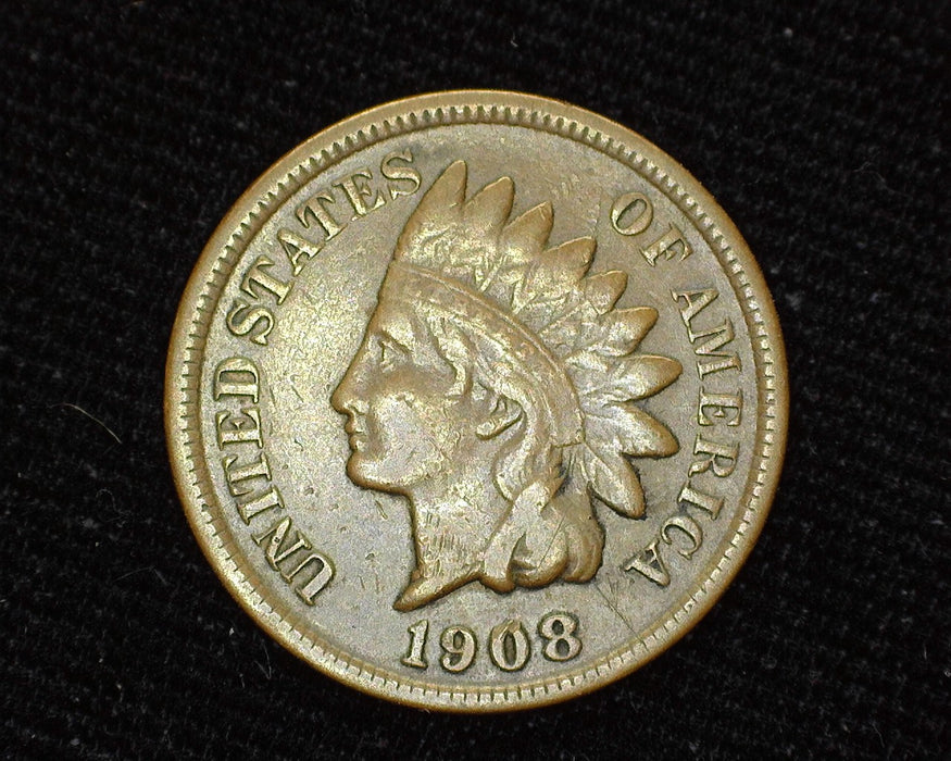 1908 S Indian Head Penny/Cent F - US Coin