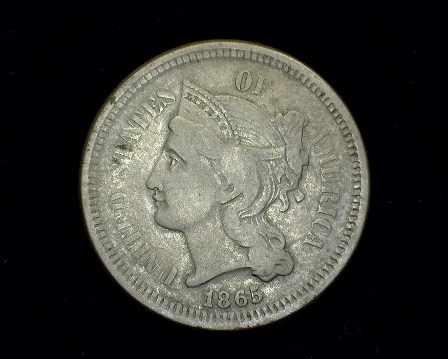 1865 Three Cent Nickel VG - US Coin