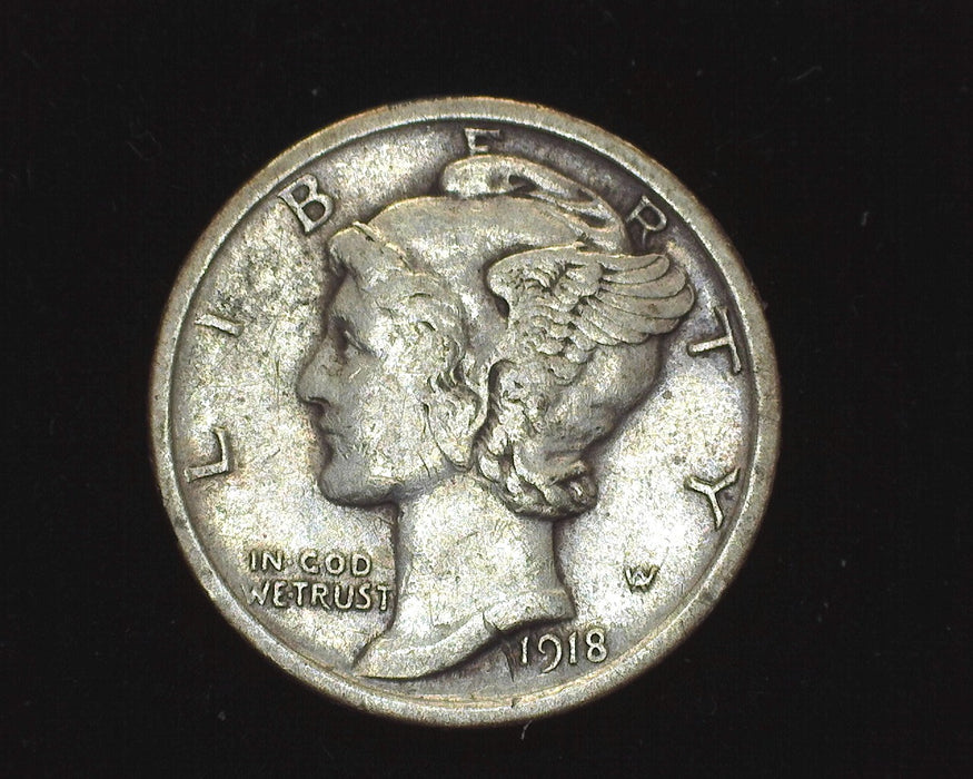 1918 Mercury Dime F - US Coin