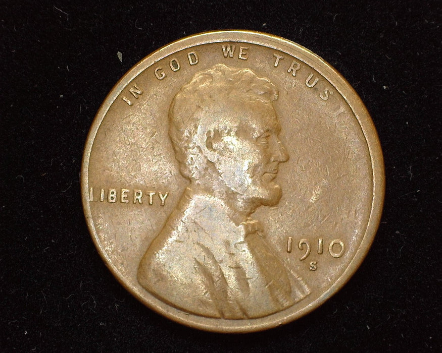 1910 S Lincoln Wheat Penny/Cent F - US Coin