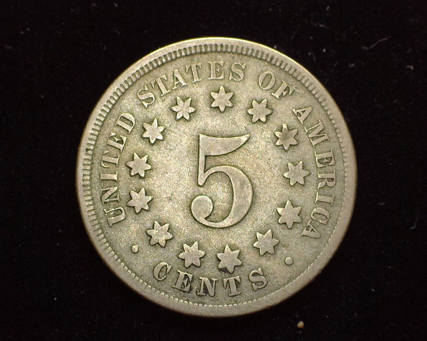 1867 No Rays Shield Nickel VG - US Coin