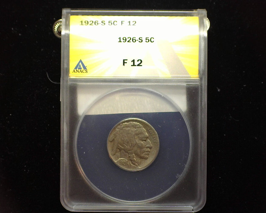 1926 S Buffalo Nickel ANACS F 12 - US Coin