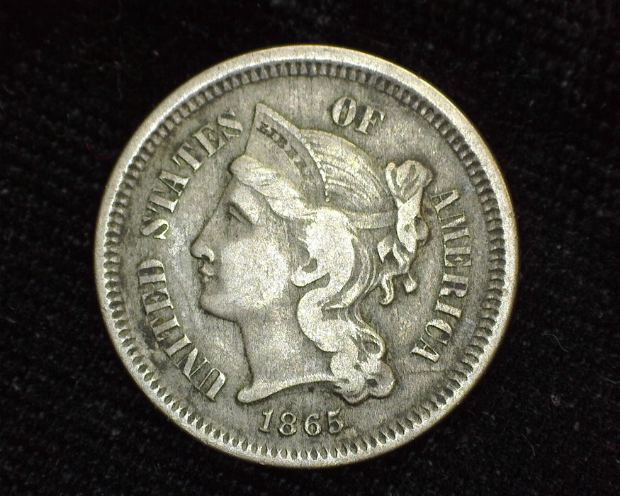 1865 Three Cent Nickel F - US Coin