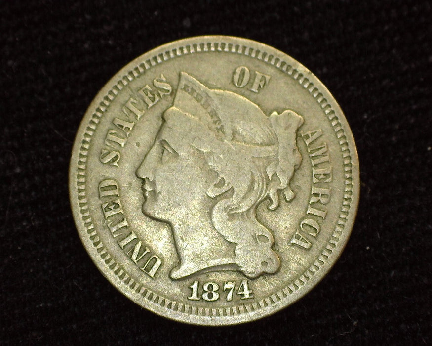 1874 Three Cent Nickel F - US Coin