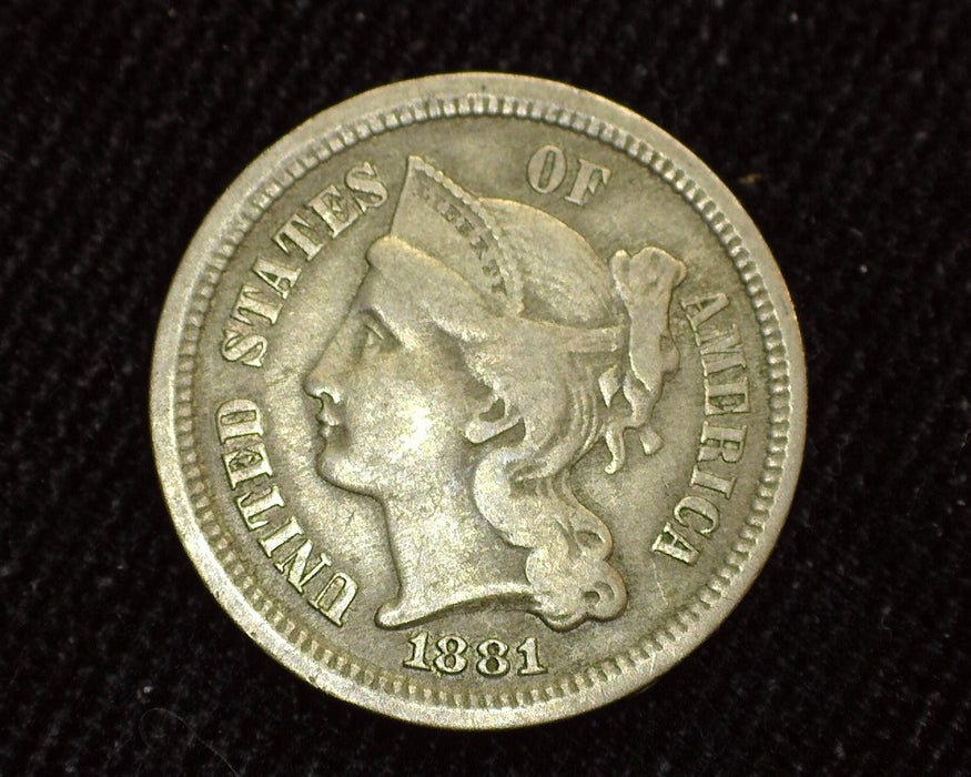 1881 Three Cent Nickel F - US Coin