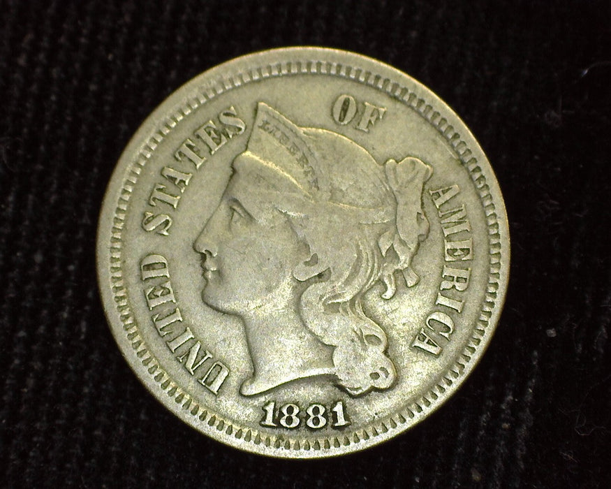 1881 Three Cent Nickel F - US Coin