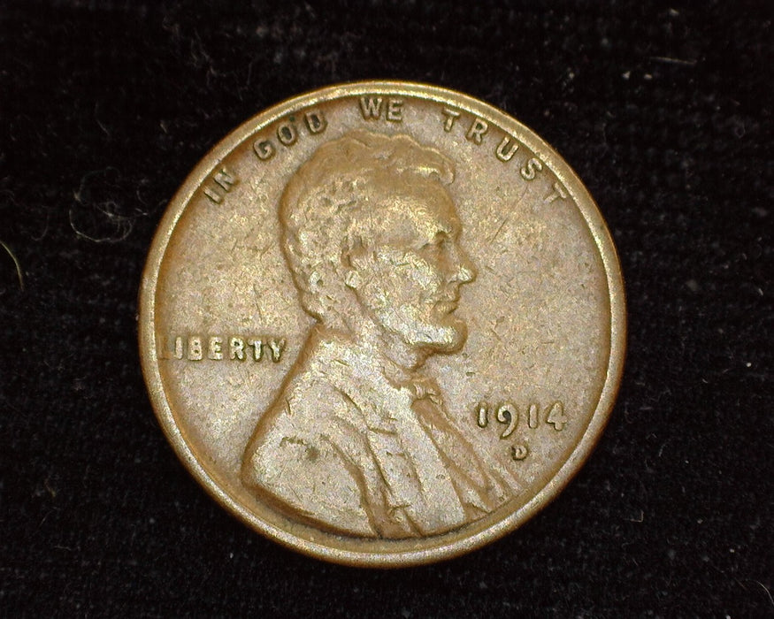 1914 D Lincoln Wheat Penny/Cent F - US Coin