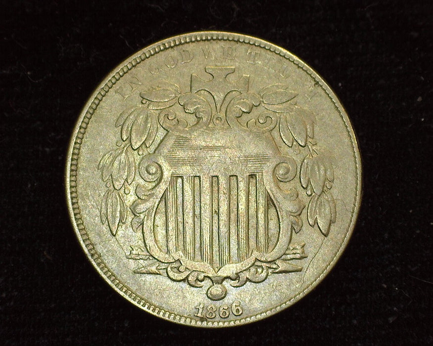 1866 Rays Shield Nickel F - US Coin