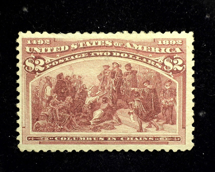 #242 Mint 2 Dollar Columbian Regummed over perf thins. Nice appearance. VF/XF US Stamp