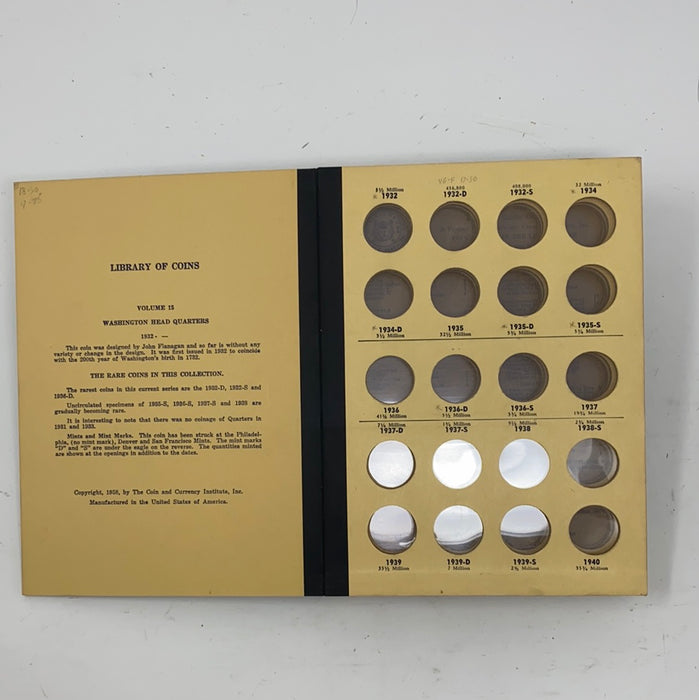 Library of Coins Vol 15 Washington Quarters Coin Album-Used