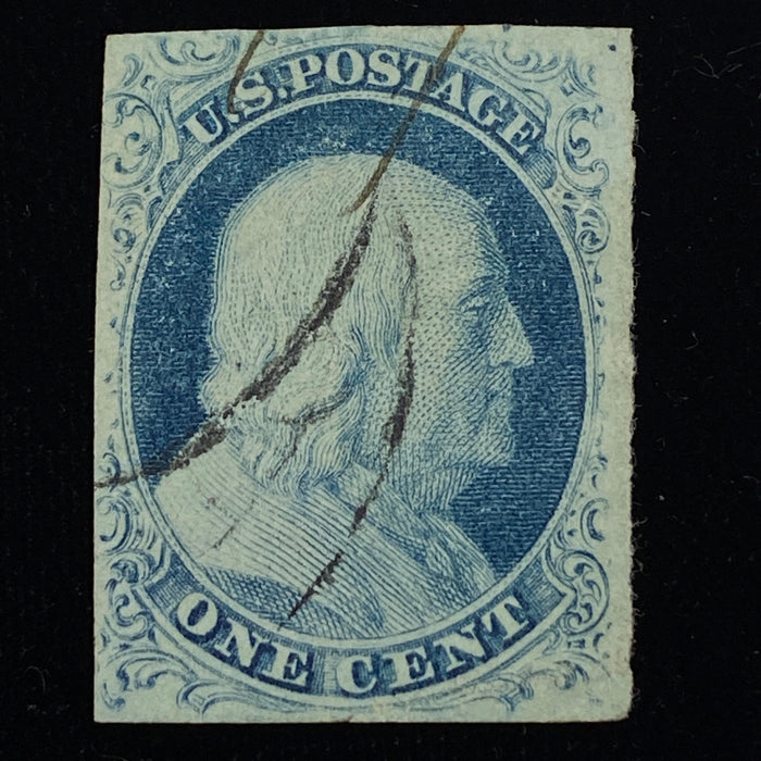 #7 Used Choice. Four margin stamp with deep color and faint cancel. Vf/Xf US Stamp