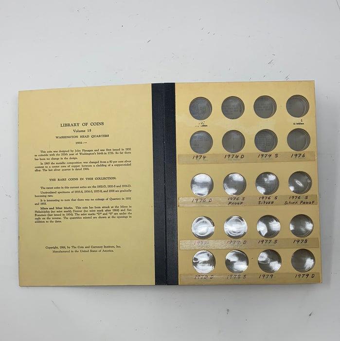 Library of Coins Vol 15 Washington Quarters Coin Album-Used