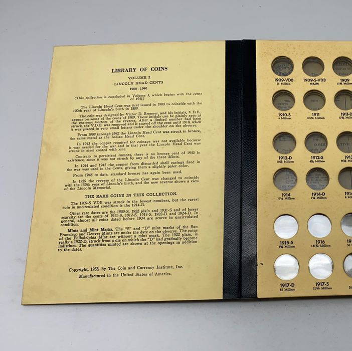 Library of Coins Vol 2 Lincoln Cents Part 1 Coin Album-Used