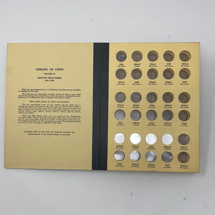 Library of Coins Vol 10 Mercury Head Dimes Coin Album-Used