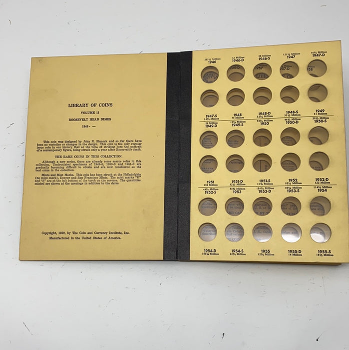 Library of Coins Vol 11 Roosevelt Head Dimes Coin Album-Used