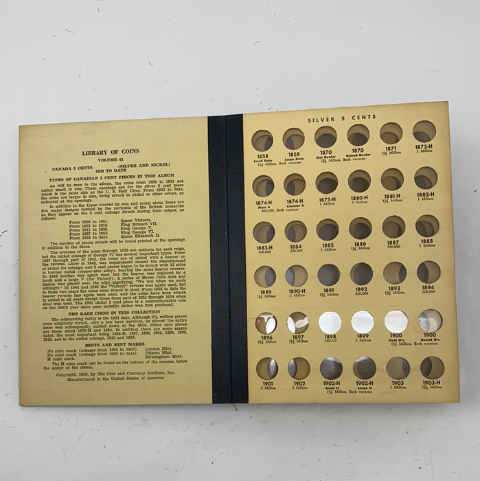 Library of Coins Vol 61 Canada 5 Cents Coin Album-Used