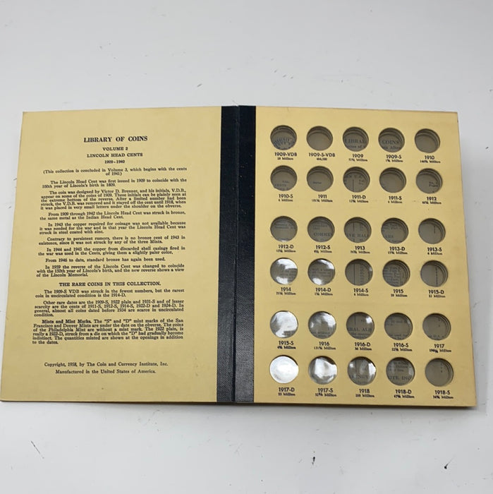 Library of Coins Vol 2 Lincoln Cents Part 1 Coin Album-Used