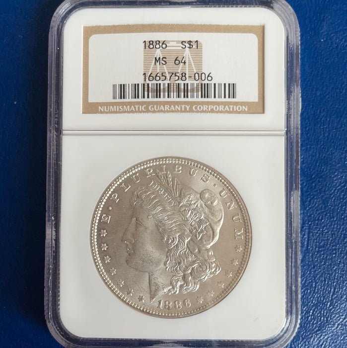 1886 Morgan Silver Dollar NGC MS-64 - US Coin