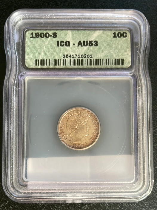 1900 S Barber Dime ICG AU 53 - US Coin