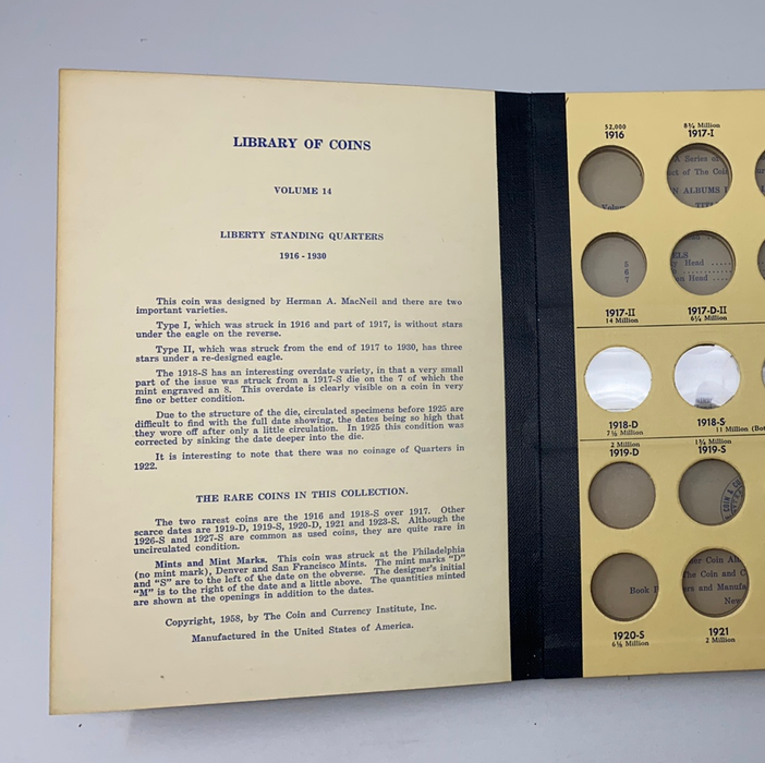 Library of Coins Vol 14 Standing Liberty Quarters Coin Album-Used