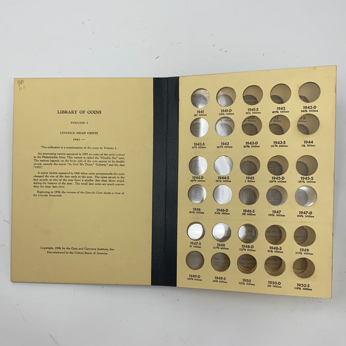 Library of Coins Vol 3 Lincoln Cents Part 2 Coin Album-Used