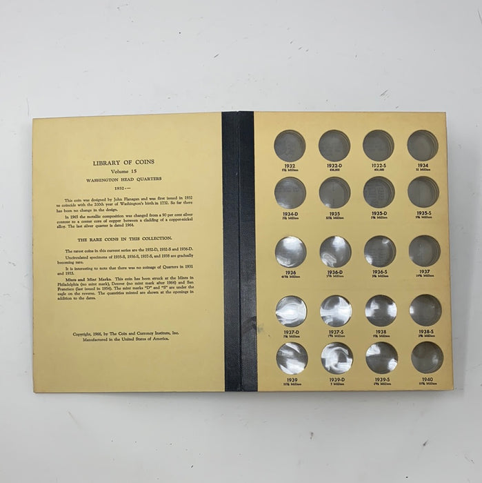 Library of Coins Vol 15 Washington Quarters Coin Album-Used