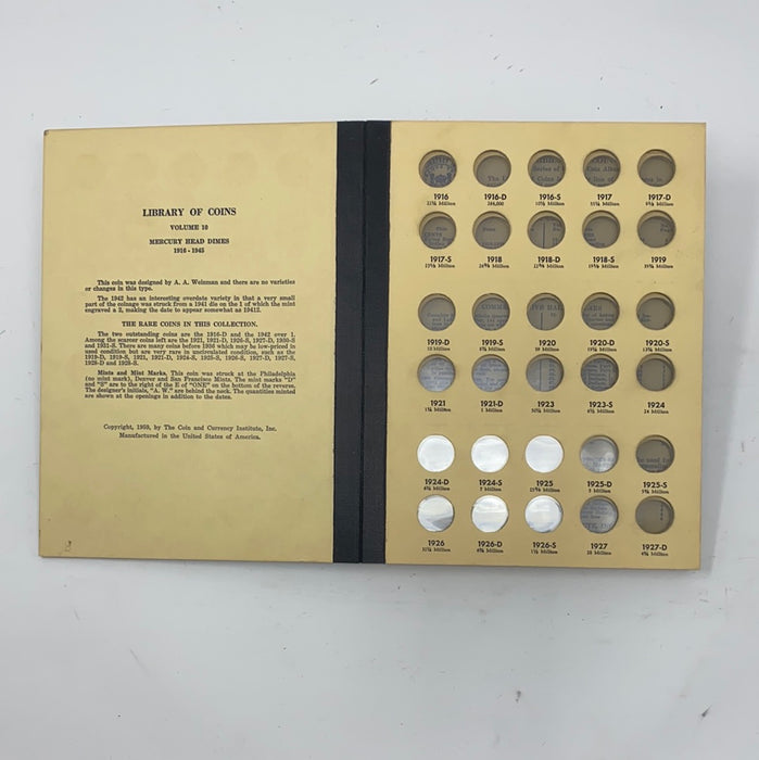 Library of Coins Vol 10 Mercury Head Dimes Coin Album-Used