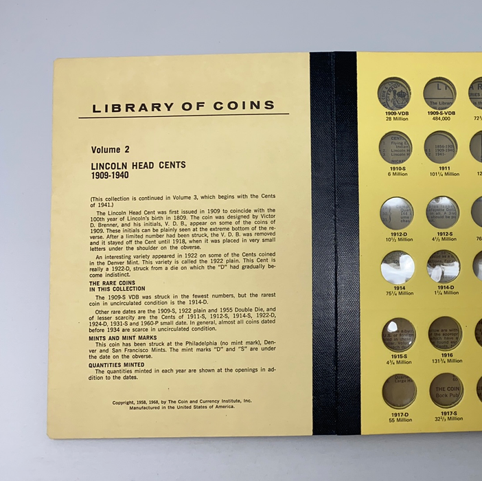 Library of Coins Vol 2 Lincoln Cents Part 1 Coin Album-Used