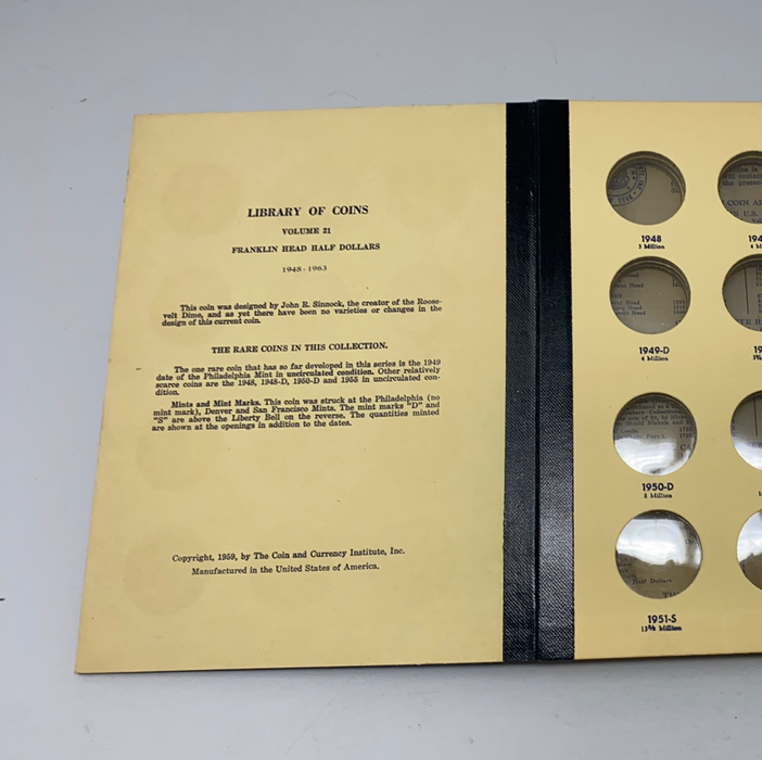 Library of Coins Vol 21 Franklin Half Dollars Coin Album-Used