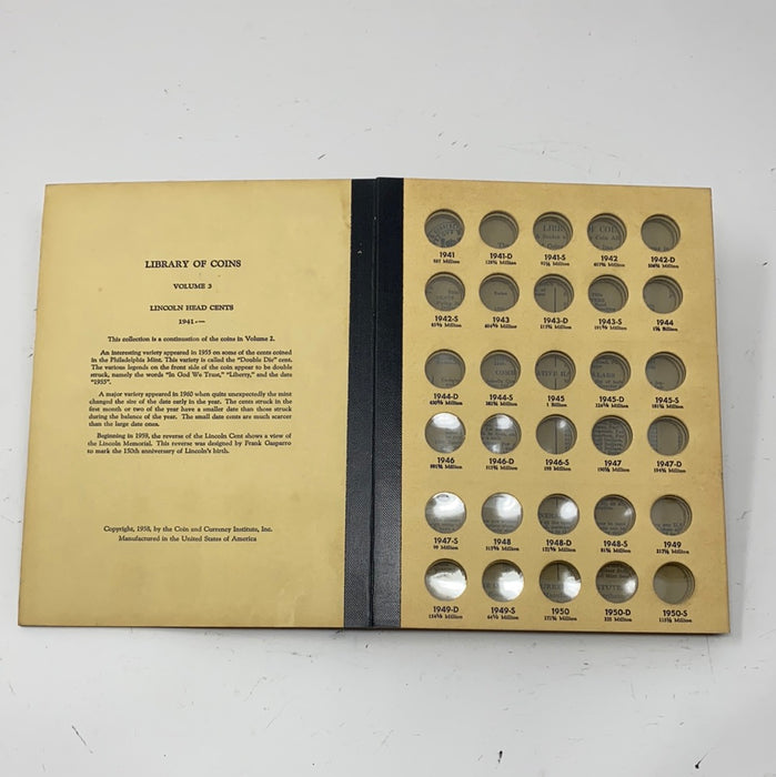 Library of Coins Vol 3 Lincoln Cents Part 2 Coin Album-Used