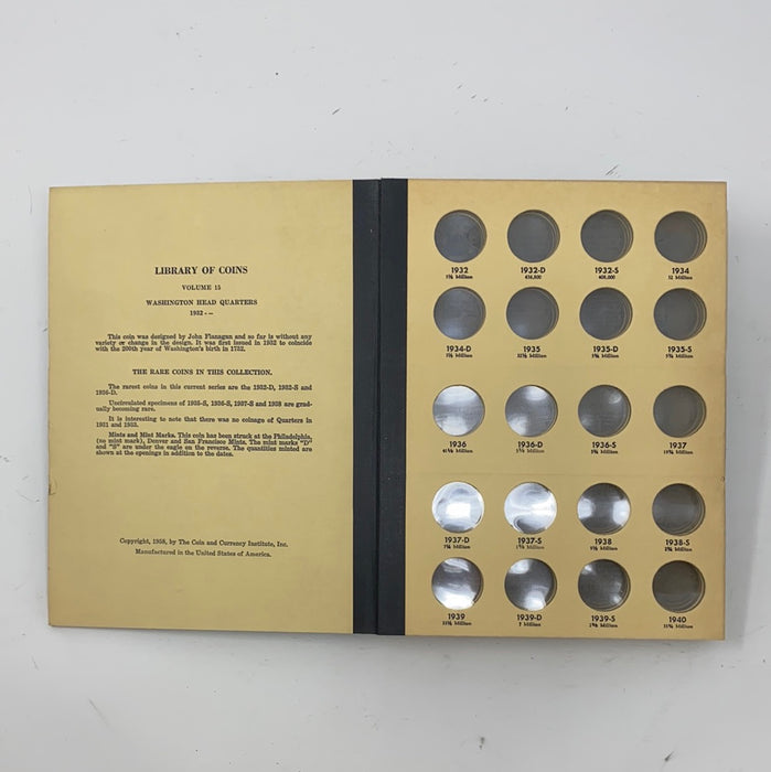 Library of Coins Vol 15 Washington Quarters Coin Album-Used