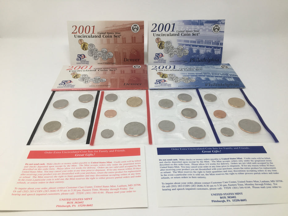 2001 P & D US Mint Uncirculated Coin Set