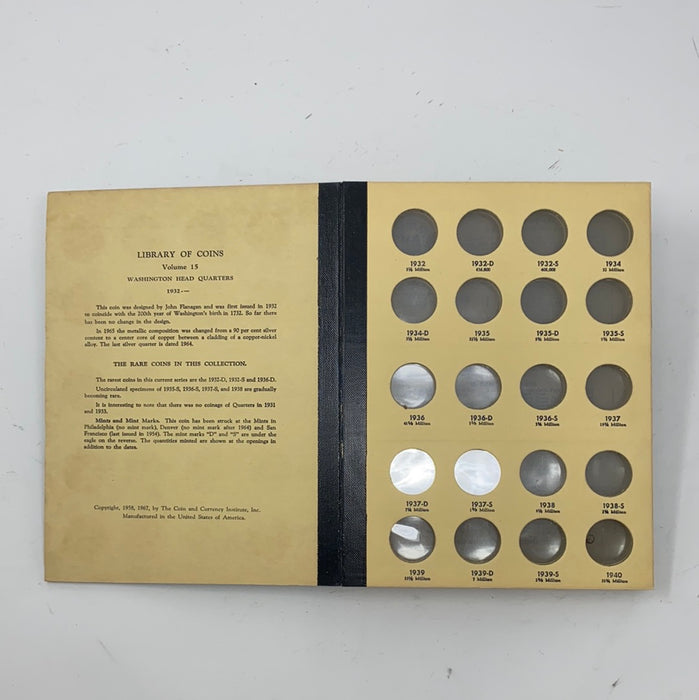 Library of Coins Vol 15 Washington Quarters Coin Album-Used