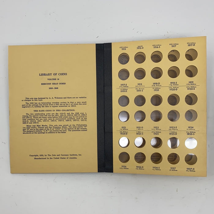 Library of Coins Vol 10 Mercury Head Dimes Coin Album-Used