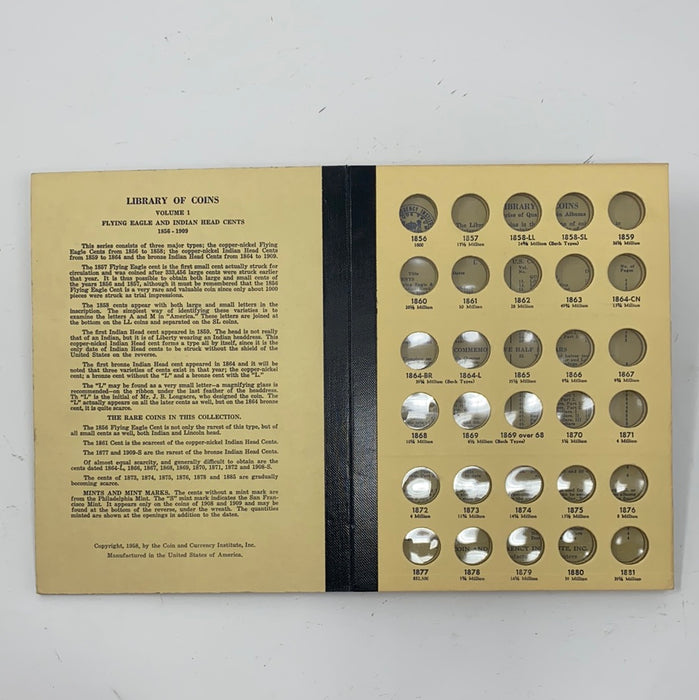 Library of Coins Vol 1 Flying Eagle/Indian Head Coin Album-Used