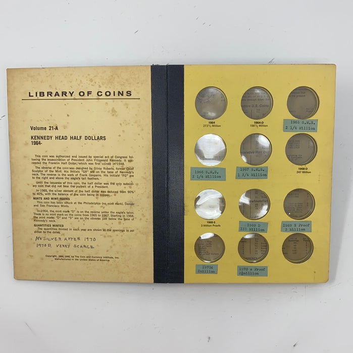 Library of Coins Vol 21A Kennedy Half Dollars Coin Album-Used