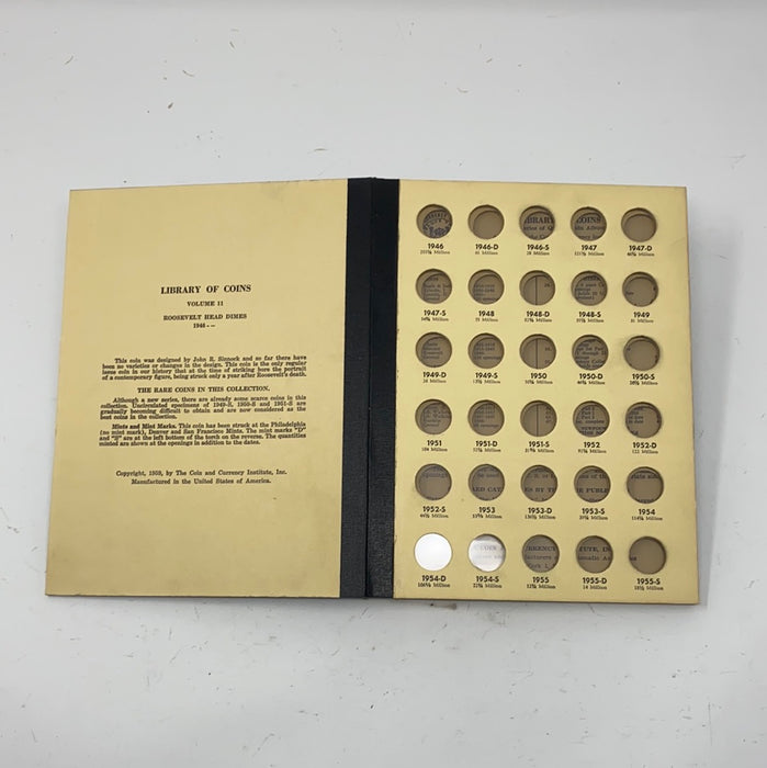 Library of Coins Vol 11 Roosevelt Head Dimes Coin Album-Used