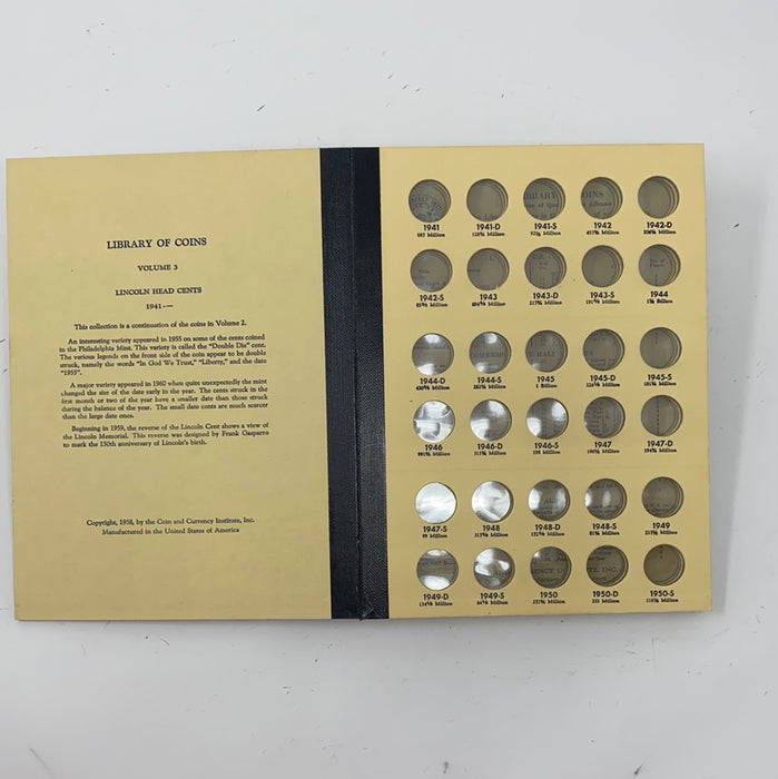 Library of Coins Vol 3 Lincoln Cents Part 2 Coin Album-Used