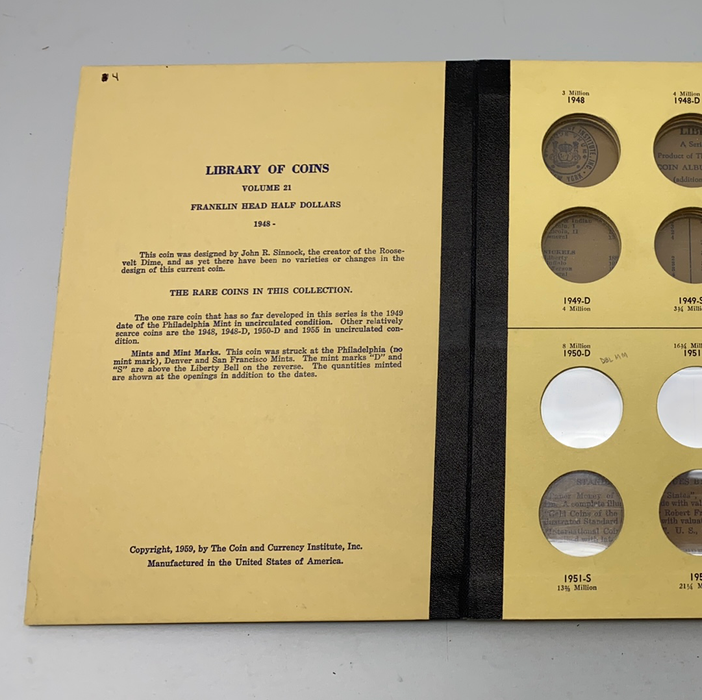 Library of Coins Vol 21 Franklin Half Dollars Coin Album-Used