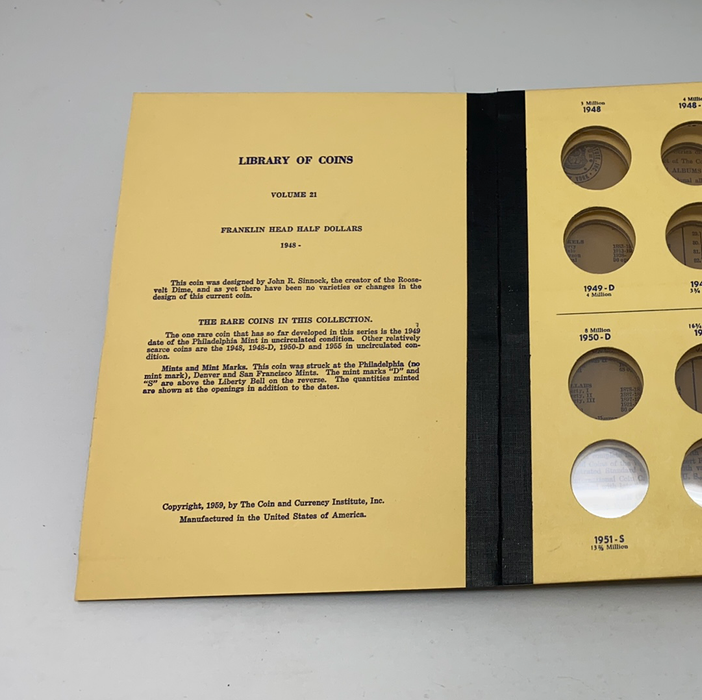 Library of Coins Vol 21 Franklin Half Dollars Coin Album-Used