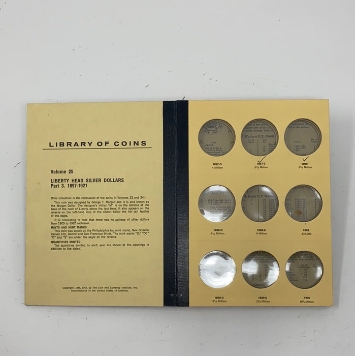 Library of Coins Vol 25 Morgan Silver Dollars Part 3 Coin Album-Used